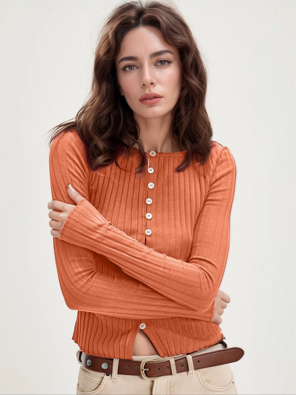 Alice Snug & Chic Button-Up - Orange